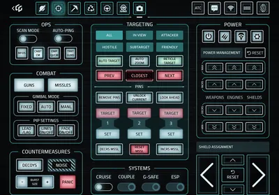 A detailed breakdown of every Caliber Dynamics custom GameGlass shard for Star Citizen — what each button does and when to use it.